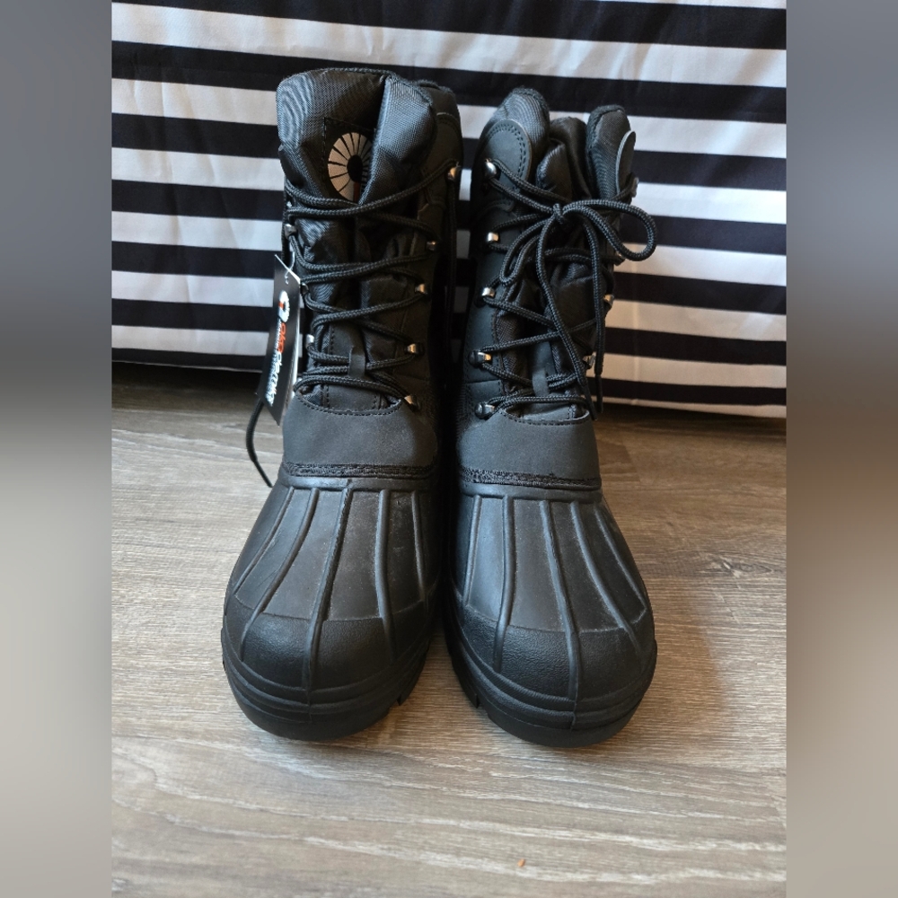 Mens Akademiks Black Lace-Up Snow Boots Sz.10